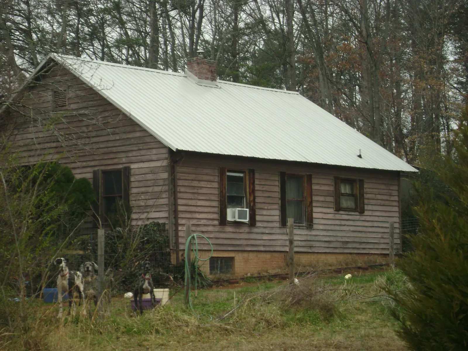 White metal roof on an old wood sided farmhouse, from a Asphalt Shingle Roof Repair job in Stafford